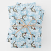 Zwemende haaien, Monogram toevoegen Inpakpapier Vel (In situ)