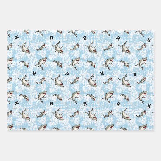 Zwemende haaien, Monogram toevoegen Inpakpapier Vel (Voorkant)
