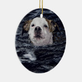Zwemende hond-sierplant - "Determination" Keramisch Ornament (Rechts)