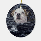 Zwemende hond-sierplant - "Determination" Keramisch Ornament (Links)