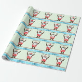 Zwemende Kerstman Kerst Inpakpapier (Uitgerold)