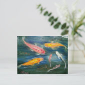 Zwemende Koi Fish Art Briefkaart (Staand voorkant)