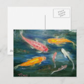 Zwemende Koi Fish Art Briefkaart (Voorkant / Achterkant)