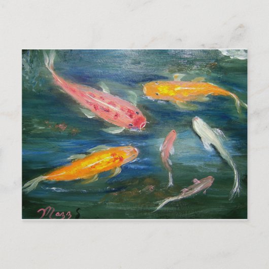 Zwemende Koi Fish Art Briefkaart (Voorkant)