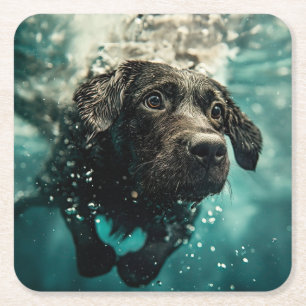 Zwemende Labrador Puppy Onderwater Ontwerp Kartonnen Onderzetters