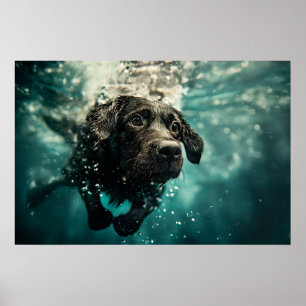 Zwemende Labrador Puppy Onderwater Ontwerp Poster