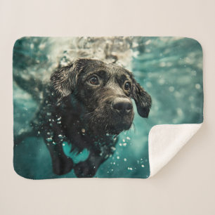 Zwemende Labrador Puppy Onderwater Ontwerp Sherpa Deken