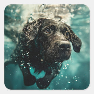 Zwemende Labrador Puppy Onderwater Ontwerp Vierkante Sticker