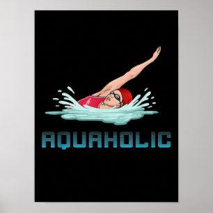 Zwemende Pet Goggles Swim Love Funny Swimmer Girl Poster