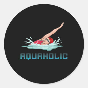 Zwemende Pet Goggles Swim Love Funny Swimmer Girl Ronde Sticker