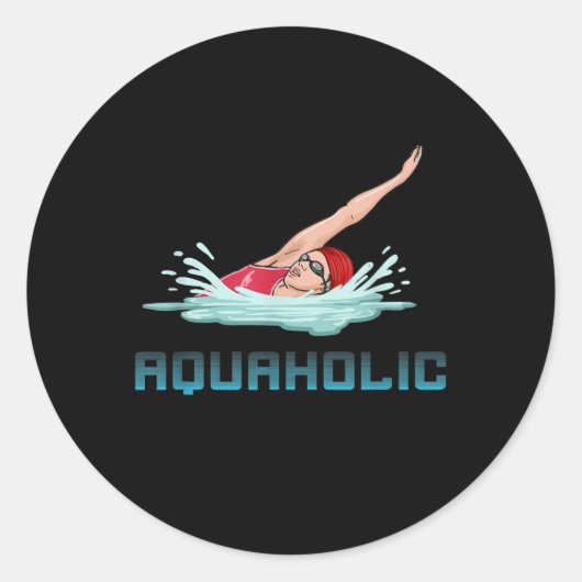 Zwemende Pet Goggles Swim Love Funny Swimmer Girl Ronde Sticker (Voorkant)