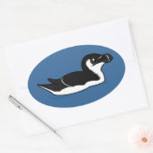 Zwemende Razorbill, basis Ovale Sticker (Envelop)