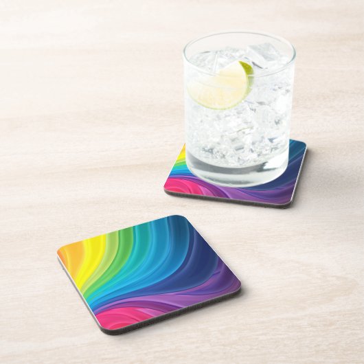 Zwemende regenboog van verf bier onderzetter (Rechterzijde)