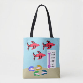 Zwemende rode en zwarte vis met lams tote bag