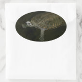 Zwemende Schildpad Ovale Sticker (Tas)