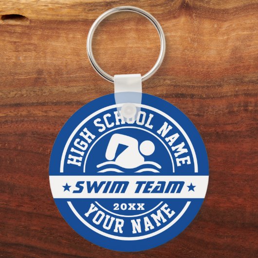 Zwemende Schoolschemerteam personaliseer tekst Sleutelhanger (Voorkant)