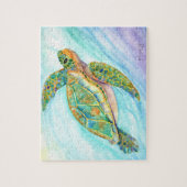 Zwemende Zee Turtle Jigzaag Puzzle Legpuzzel (Verticaal)