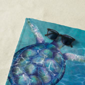 Zwemende Zeeen Draaikrokken Diep Blauw en Turquois Strandlaken (In situ)