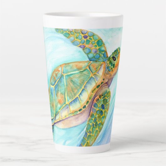 Zwemende Zeeen schildpad Latte Mok (Voorkant)