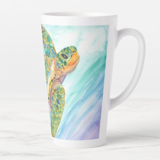 Zwemende Zeeen schildpad Latte Mok (Rechts)