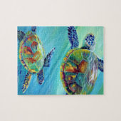 Zwemende Zeeen schildpadden in de oceaanpuzzels Legpuzzel (Horizontaal)