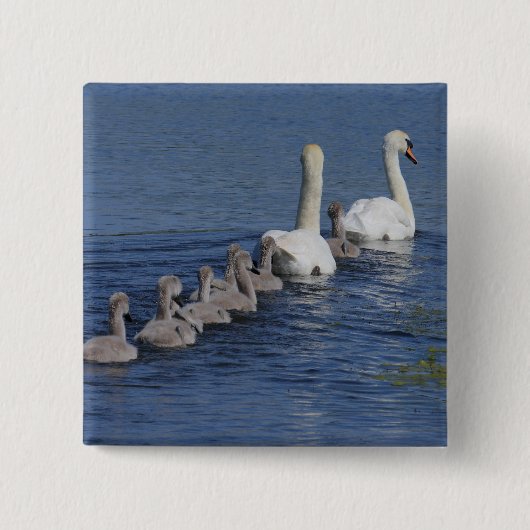 Zwemenkonvooi Vierkante Button 5,1 Cm (Voorkant)