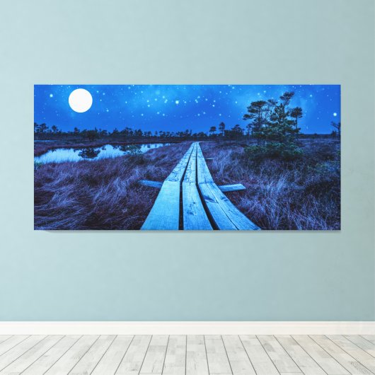 Zwemernacht Canvas Afdruk (Insitu (Houten vloer))