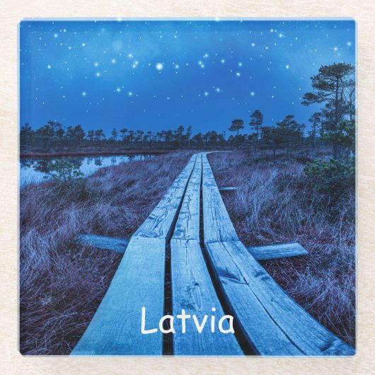 Zwemernacht Glazen Onderzetter (Voorkant)