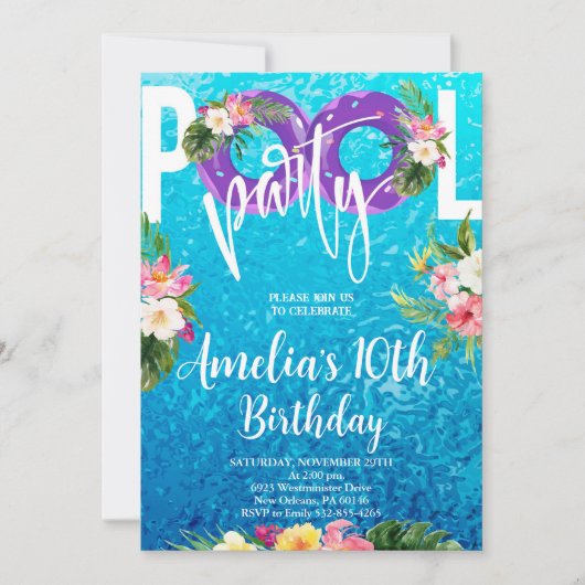 Zwemfeest, Zomerzwembadfeest Verjaardag Kaart (Voorkant)