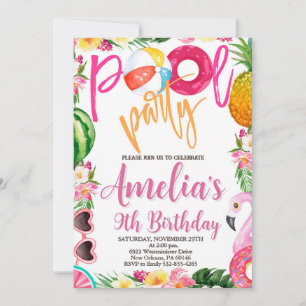 Zwemfeest, zwembadfeest, verjaardag, elke leeftijd kaart