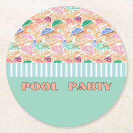 ZWEMFEESTJE RONDE KARTONNEN ONDERZETTER