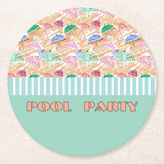 ZWEMFEESTJE RONDE KARTONNEN ONDERZETTER (Voorkant)