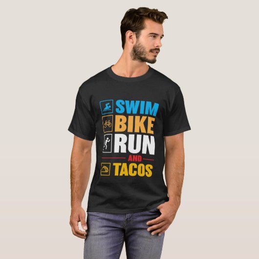 Zwemfiets Run & taco's T-shirt (Voorkant volledig)