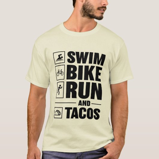Zwemfiets Run & taco's T-shirt (Voorkant)