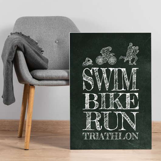 Zwemfiets Run Triathlon Chalk Poster