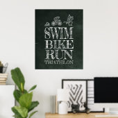 Zwemfiets Run Triathlon Chalk Poster (Thuiskantoor)