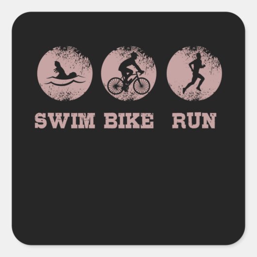 ZWEMFIETS RUN Triatlon Triatlete Fietser Vierkante Sticker (Voorkant)