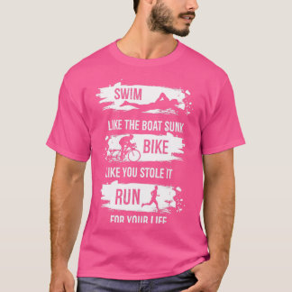Zwemfietsen met triathlon zwemmen t-shirt