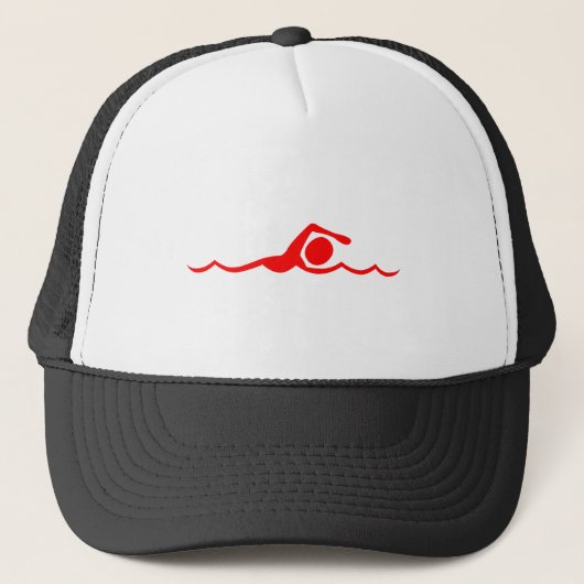 Zwemfiguur - rood trucker pet (Voorkant)