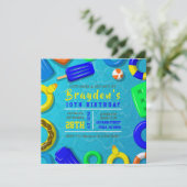 ZWEMFLOATS VOOR JONGENS Verjaardagsfeest Uitnodigi Kaart (Staand voorkant)