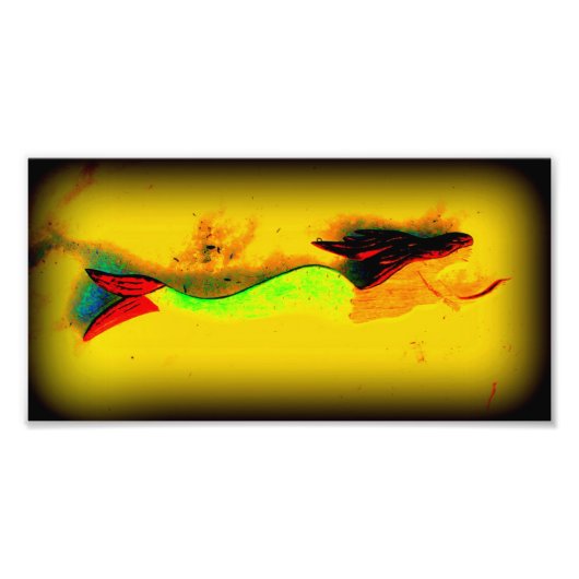 zwemfoto van zeemeermin foto afdruk (Voorkant)