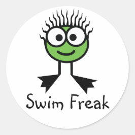 Zwemfreak - Groene karaktersStickers Ronde Sticker