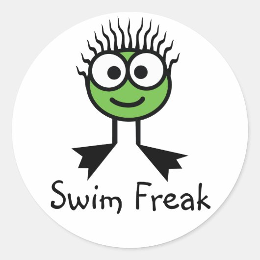 Zwemfreak - Groene karaktersStickers Ronde Sticker (Voorkant)