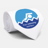 Zwemgeschenken Zwemmer op een blauwe cirkel custom Stropdas (Opgerold)