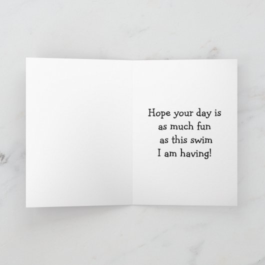 ZWEMHOND ZEGT GELUKKIGE VERJAARDAG / VEEL PLEZIER KAART (Binnen)