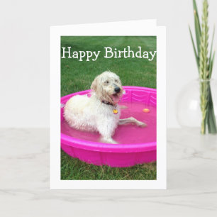ZWEMHOND ZEGT GELUKKIGE VERJAARDAG / VEEL PLEZIER KAART