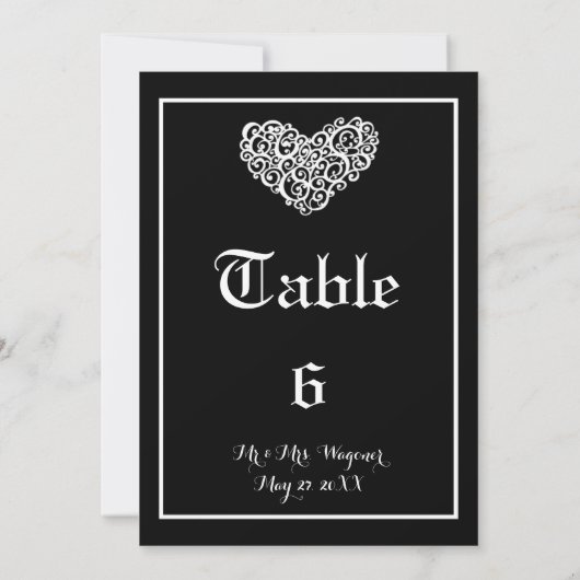 Zwemig harthuwelijk - Tabelnummer Kaart (Achterkant)