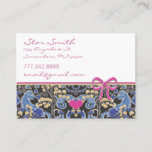 Zwemige  dierprintblauw Tan Deep Rasberry Visitekaartje
