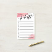 Zwemige kalligrafie - Roze - checkbox om lijst te Post-it® Notes (Op bureau)