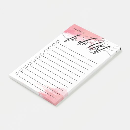 Zwemige kalligrafie - Roze - checkbox om lijst te Post-it® Notes (Schuin)